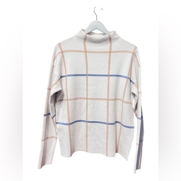 Tahari White Grid Mock Neck Sweater – Size Large - Picture 1 of 4
